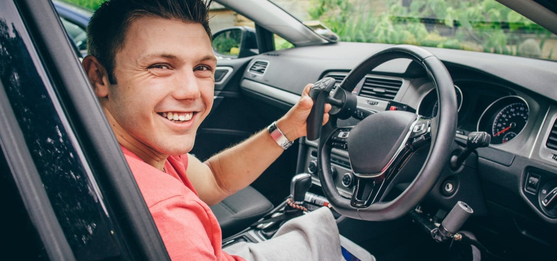 Disabled driver behind the wheel.
