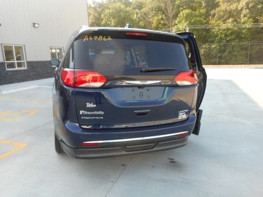 Rear view of view of 2020 Chrysler Pacifica Limited BraunAbility.